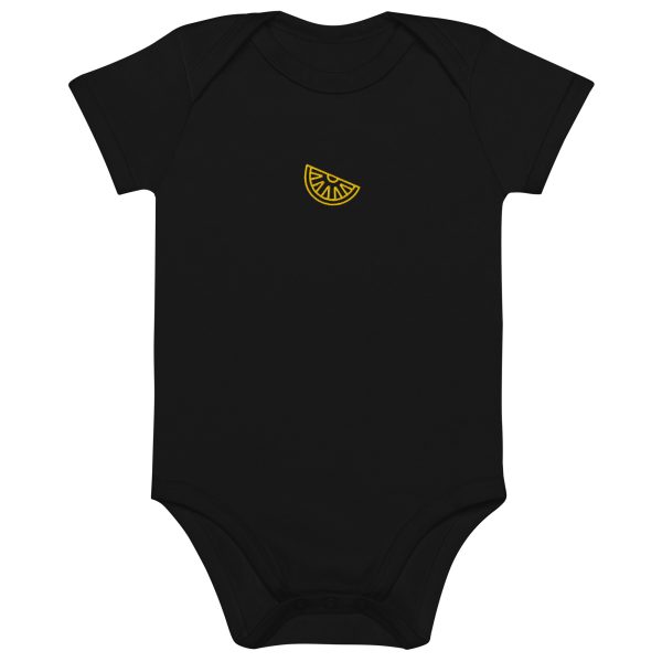 Organic Lemon Embroidered Baby Bodysuit - Image 4