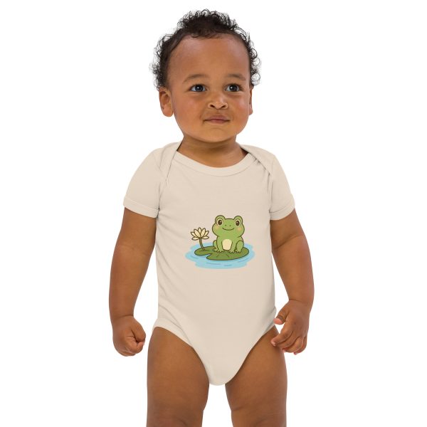 Organic Baby Bodysuit with Frog Design – Soft, Sustainable, and Adorable