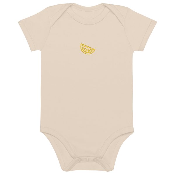 Organic Lemon Embroidered Baby Bodysuit - Image 5