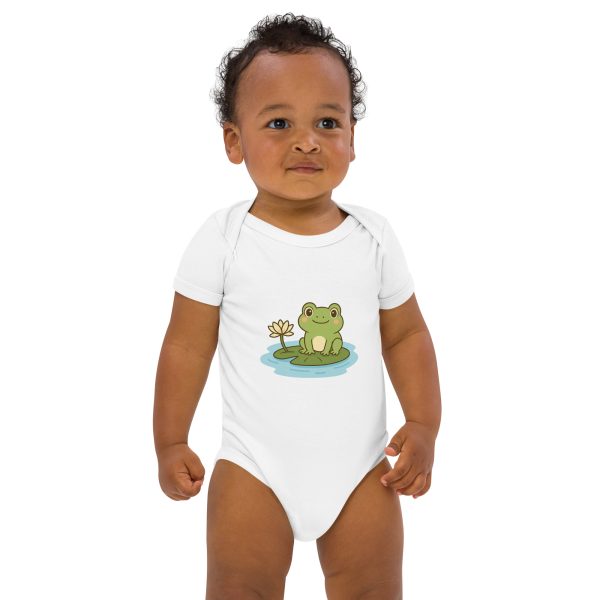 Organic Baby Bodysuit with Frog Design – Soft, Sustainable, and Adorable - Image 2
