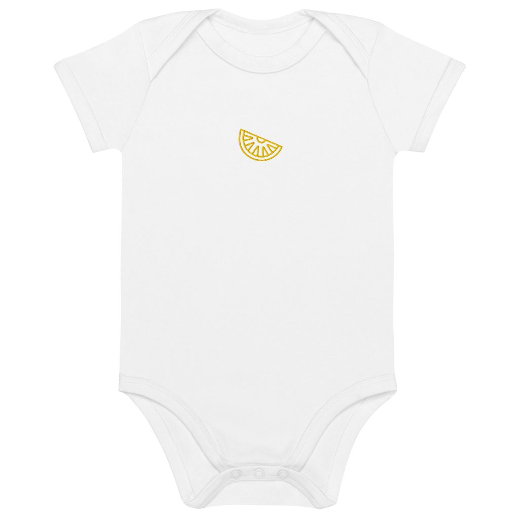 Organic Lemon Embroidered Baby Bodysuit