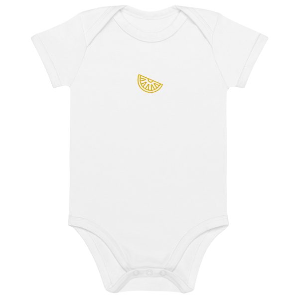 Organic Lemon Embroidered Baby Bodysuit