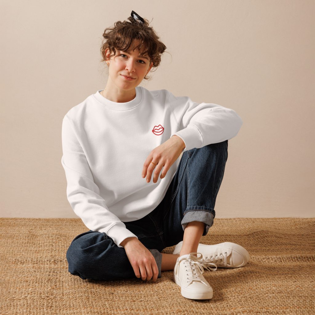 Organic Women’s Kiss Embroidered Eco Sweatshirt